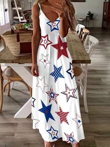 Women Star Sleeveless Summer Dress V Neck Daily Casual Maxi Slip Dress X-Line Dress, White, Casual Dresses
Women Star Sleeveless Summer Dress V Neck Daily Casual Maxi Slip Dress X-Line Dress, White, Casual Dresses