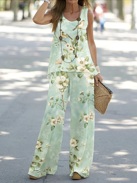 Women Floral Crew Neck Sleeveless Comfy Casual Two-Piece Set, Green, Jumpsuits&Rompers
Women Floral Crew Neck Sleeveless Comfy Casual Two-Piece Set, Green, Jumpsuits&Rompers