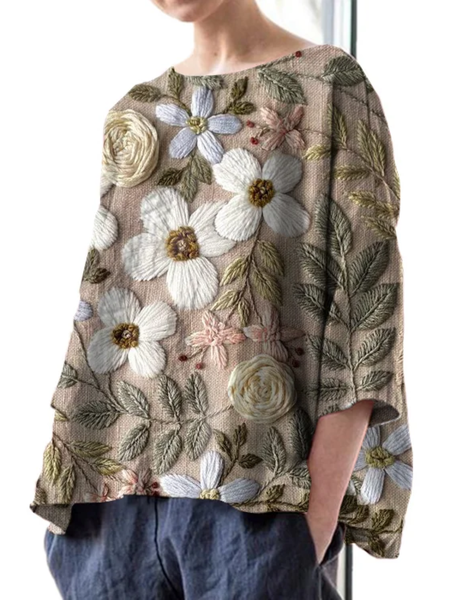 Vintage Spring Floral Print Crew Neck Three Quarter Sleeve Blouse, As picture, Blouses
Vintage Spring Floral Print Crew Neck Three Quarter Sleeve Blouse, As picture, Blouses