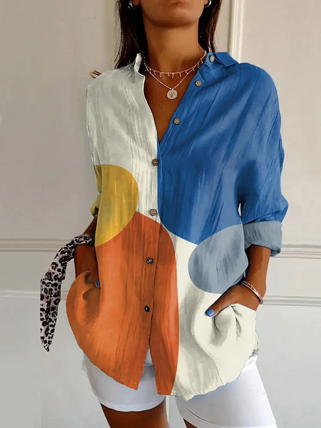 Women Multicolor Block Long Sleeve Shirt Spring/Fall Buckle Shirt Collar Daily Casual Top, As picture, Shirts
Women Multicolor Block Long Sleeve Shirt Spring/Fall Buckle Shirt Collar Daily Casual Top, As picture, Shirts