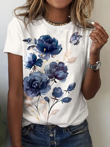 Women Floral Short Sleeve Tee T-shirt Crew Neck Printing Casual Summer Graphic Tee Top, White, T-Shirts
Women Floral Short Sleeve Tee T-shirt Crew Neck Printing Casual Summer Graphic Tee Top, White, T-Shirts