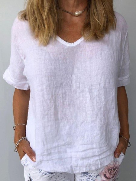 Women Plain Short Sleeve Blouse Summer Crew Neck Daily Casual Top, White, Shirts
Women Plain Short Sleeve Blouse Summer Crew Neck Daily Casual Top, White, Shirts