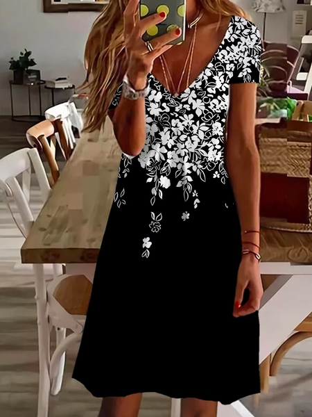 Women Floral Short Sleeve Summer Printing Dress V Neck Daily Casual Midi Fit & Flare Dress A-Line Dress, Black, Casual Dresses
Women Floral Short Sleeve Summer Printing Dress V Neck Daily Casual Midi Fit & Flare Dress A-Line Dress, Black, Casual Dresses