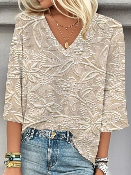 Women 3D Printing Three Quarter Sleeve Blouse Spring/Fall V Neck Daily Casual Top, Oatmeal, Shirts
Women 3D Printing Three Quarter Sleeve Blouse Spring/Fall V Neck Daily Casual Top, Oatmeal, Shirts
