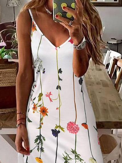 Women Floral Sleeveless Summer Printing Dress V Neck Daily Casual Maxi Slip Dress X-Line Dress, White, Casual Dresses
Women Floral Sleeveless Summer Printing Dress V Neck Daily Casual Maxi Slip Dress X-Line Dress, White, Casual Dresses