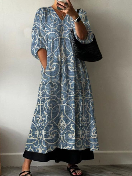 Women Floral Half Sleeve Summer Printing Dress V Neck Daily Casual Maxi A-Line Dress, Blue, Casual Dresses
Women Floral Half Sleeve Summer Printing Dress V Neck Daily Casual Maxi A-Line Dress, Blue, Casual Dresses