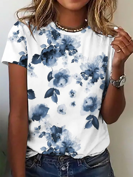 Women Floral Short Sleeve Tee T-shirt Crew Neck Printing Casual Summer Graphic Tee Top, White, T-Shirts
Women Floral Short Sleeve Tee T-shirt Crew Neck Printing Casual Summer Graphic Tee Top, White, T-Shirts