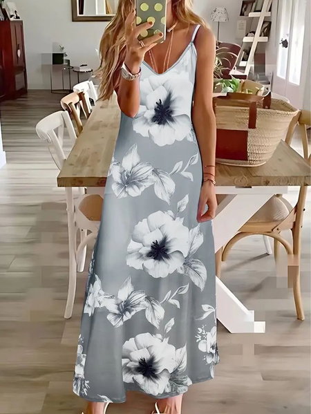 Women Floral Sleeveless Summer Printing Dress V Neck Daily Casual Maxi Slip Dress X-Line Dress, Gray, Casual Dresses
Women Floral Sleeveless Summer Printing Dress V Neck Daily Casual Maxi Slip Dress X-Line Dress, Gray, Casual Dresses