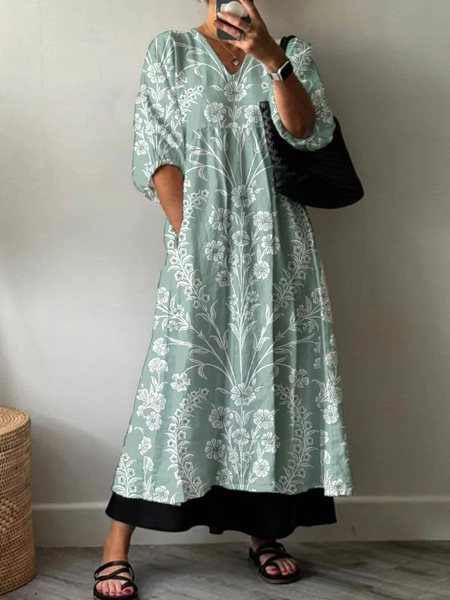 Women Floral Half Sleeve Summer Printing Dress V Neck Daily Casual Maxi A-Line Dress, Green, Casual Dresses
Women Floral Half Sleeve Summer Printing Dress V Neck Daily Casual Maxi A-Line Dress, Green, Casual Dresses