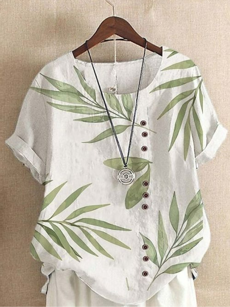 Women Plants Half Sleeve Blouse Summer Crew Neck Daily Casual Top, As picture, Shirts
Women Plants Half Sleeve Blouse Summer Crew Neck Daily Casual Top, As picture, Shirts