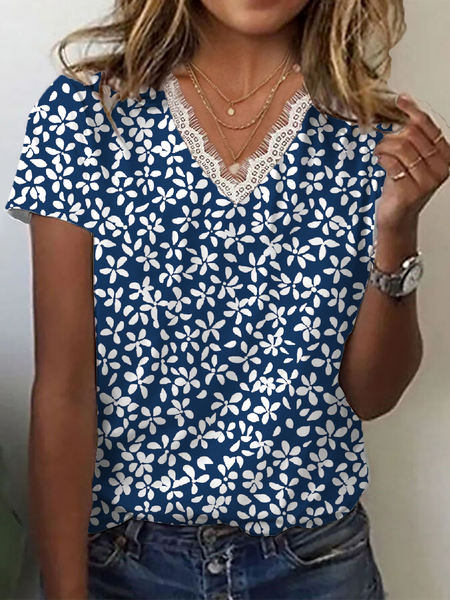 Women Floral Short Sleeve Tee T-shirt V Neck Printing Casual Summer Graphic Tee Top, Purplish blue, T-Shirts
Women Floral Short Sleeve Tee T-shirt V Neck Printing Casual Summer Graphic Tee Top, Purplish blue, T-Shirts