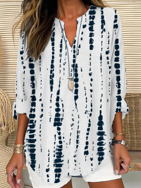 Women Striped Long Sleeve Blouse Spring/Fall Printing V Neck Daily Casual Top, White, Shirts
Women Striped Long Sleeve Blouse Spring/Fall Printing V Neck Daily Casual Top, White, Shirts