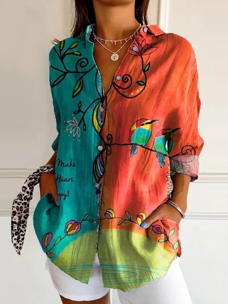 Casual Long Sleeve Animal Art Print Loose Comfy Shirt For Women, Multicolor, Shirts
Casual Long Sleeve Animal Art Print Loose Comfy Shirt For Women, Multicolor, Shirts