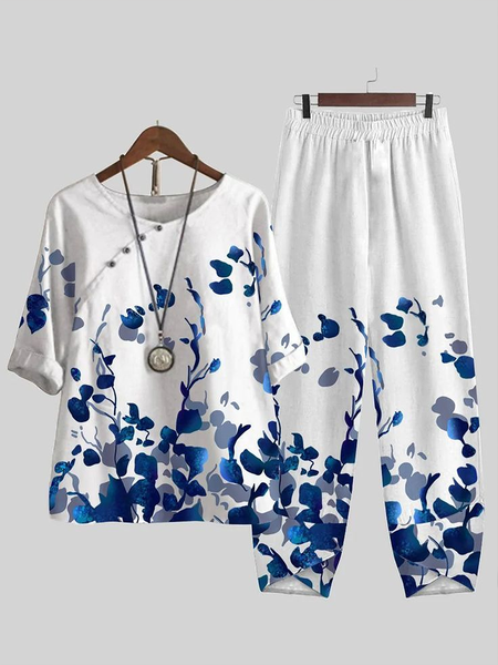Women Floral Printing Two-Piece Set Daily Half Sleeve Casual Summer Top With Pants Matching Set, White, Suit Set
Women Floral Printing Two-Piece Set Daily Half Sleeve Casual Summer Top With Pants Matching Set, White, Suit Set