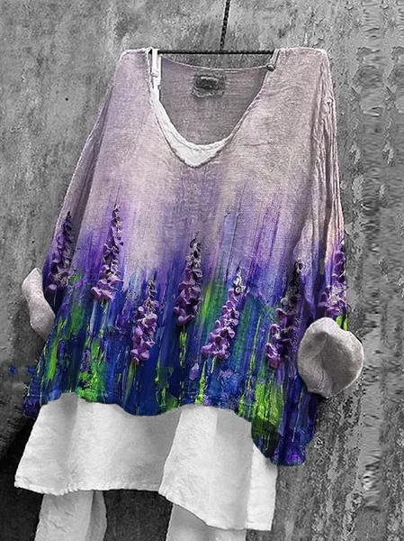 Women Floral Long Sleeve Blouse Spring/Fall Printing V Neck Daily Casual Top, Purple, Blouses
Women Floral Long Sleeve Blouse Spring/Fall Printing V Neck Daily Casual Top, Purple, Blouses