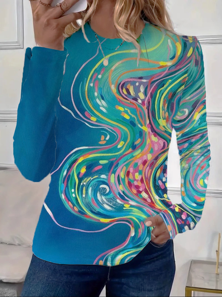 Women Abstract Long Sleeve Tee T-shirt Crew Neck Printing Casual Spring/Fall Graphic Tee Top, Blue, T-Shirts
Women Abstract Long Sleeve Tee T-shirt Crew Neck Printing Casual Spring/Fall Graphic Tee Top, Blue, T-Shirts