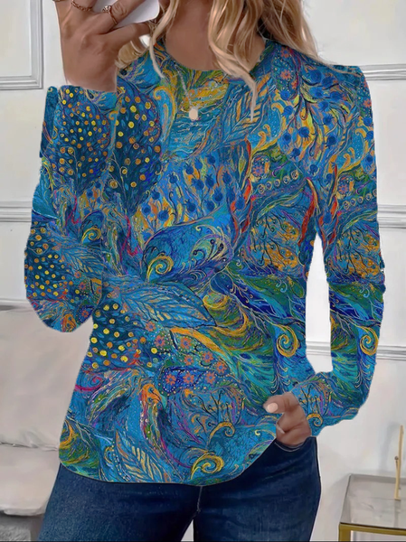 Women Abstract Long Sleeve Tee T-shirt Crew Neck Printing Casual Spring/Fall Graphic Tee Top, Blue, T-Shirts
Women Abstract Long Sleeve Tee T-shirt Crew Neck Printing Casual Spring/Fall Graphic Tee Top, Blue, T-Shirts