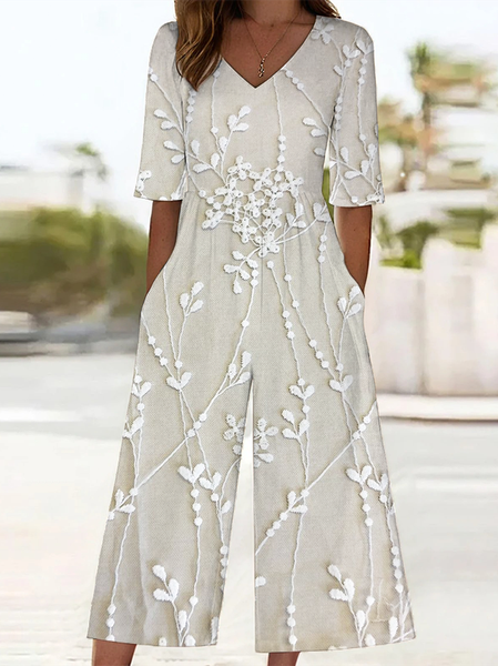 Women Floral V Neck Half Sleeve Casual Summer Jumpsuit, Off white, Jumpsuits&Rompers
Women Floral V Neck Half Sleeve Casual Summer Jumpsuit, Off white, Jumpsuits&Rompers
