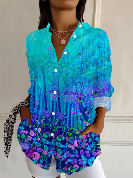 Women Floral Long Sleeve Shirt Spring/Fall Buckle Shirt Collar Daily Casual Top, As picture, Shirts
Women Floral Long Sleeve Shirt Spring/Fall Buckle Shirt Collar Daily Casual Top, As picture, Shirts