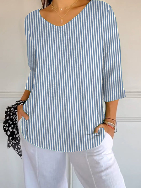 Women Striped Three Quarter Sleeve Tee T-shirt V Neck Printing Casual Spring/Fall Graphic Tee Top, Blue, T-Shirts
Women Striped Three Quarter Sleeve Tee T-shirt V Neck Printing Casual Spring/Fall Graphic Tee Top, Blue, T-Shirts