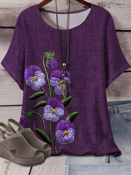 Women Floral Short Sleeve Tee T-shirt Crew Neck Printing Casual Summer Graphic Tee Top, Purple, T-Shirts
Women Floral Short Sleeve Tee T-shirt Crew Neck Printing Casual Summer Graphic Tee Top, Purple, T-Shirts