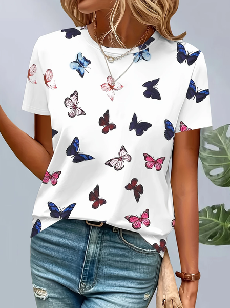 Women Butterfly Short Sleeve Tee T-shirt Crew Neck Printing Casual Summer Graphic Tee Top, White, T-Shirts
Women Butterfly Short Sleeve Tee T-shirt Crew Neck Printing Casual Summer Graphic Tee Top, White, T-Shirts