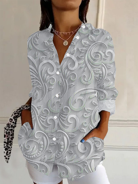 Women Floral Long Sleeve Shirt Spring/Fall Buckle Shirt Collar Daily Casual Top, White, Shirts
Women Floral Long Sleeve Shirt Spring/Fall Buckle Shirt Collar Daily Casual Top, White, Shirts