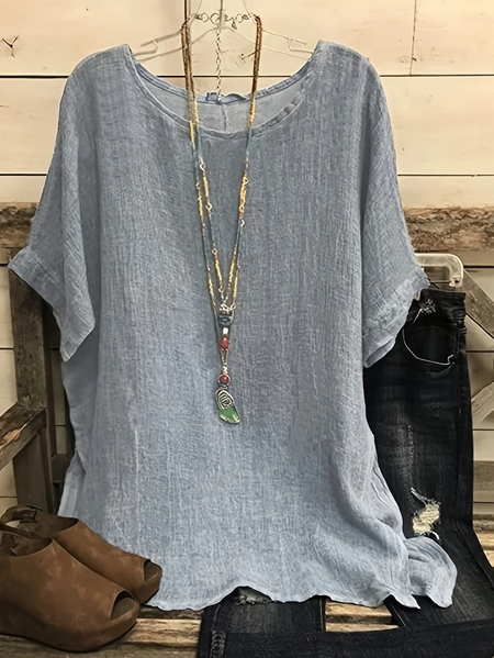 Women Plain Crew Neck Casual Short Sleeve T-shirt, Gray, Blouses & Shirts
Women Plain Crew Neck Casual Short Sleeve T-shirt, Gray, Blouses & Shirts
