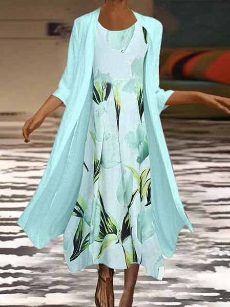 Women Floral Printing Two-Piece Set Daily Three Quarter Sleeve Casual Spring/Fall Dress With Coat Matching Set, Green, Suit Set
Women Floral Printing Two-Piece Set Daily Three Quarter Sleeve Casual Spring/Fall Dress With Coat Matching Set, Green, Suit Set