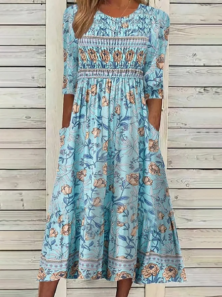 Women Floral Half Sleeve Summer Printing Dress Crew Neck Daily Casual Maxi A-Line Dress, Blue, Casual Dresses
Women Floral Half Sleeve Summer Printing Dress Crew Neck Daily Casual Maxi A-Line Dress, Blue, Casual Dresses
