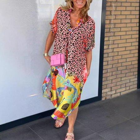 Women Floral Short Sleeve Summer Dress Half Open Collar Daily Vintage Maxi Shirt Dress A-Line Dress, Orange, Dresses
Women Floral Short Sleeve Summer Dress Half Open Collar Daily Vintage Maxi Shirt Dress A-Line Dress, Orange, Dresses