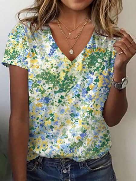 Women Floral Short Sleeve Tee T-shirt V Neck Printing Casual Summer Graphic Tee Top, Green, T-Shirts
Women Floral Short Sleeve Tee T-shirt V Neck Printing Casual Summer Graphic Tee Top, Green, T-Shirts