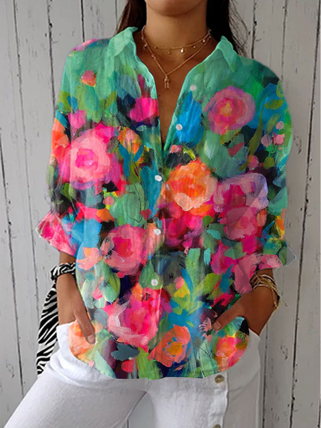 Women Floral Three Quarter Sleeve Shirt Spring/Fall Printing Shirt Collar Daily Casual Top, Green, Shirts
Women Floral Three Quarter Sleeve Shirt Spring/Fall Printing Shirt Collar Daily Casual Top, Green, Shirts