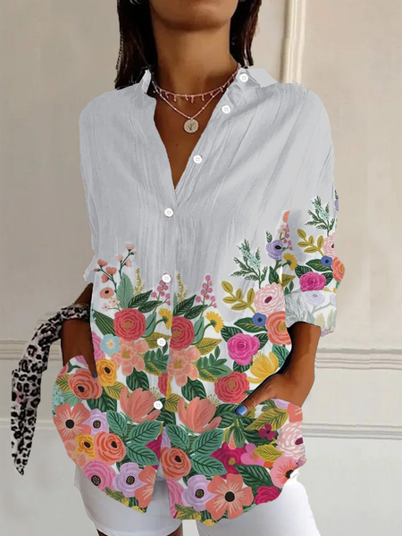 Women Floral Long Sleeve Shirt Spring/Fall Buckle Shirt Collar Daily Casual Top, White, Shirts
Women Floral Long Sleeve Shirt Spring/Fall Buckle Shirt Collar Daily Casual Top, White, Shirts