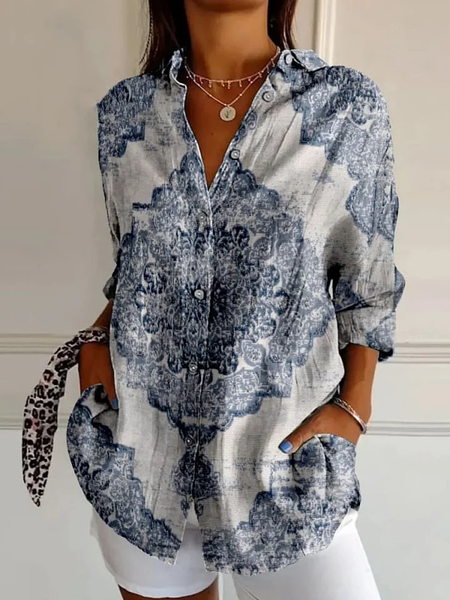 Women Floral Long Sleeve Shirt Spring/Fall Buckle Shirt Collar Daily Casual Top, Blue, Shirts
Women Floral Long Sleeve Shirt Spring/Fall Buckle Shirt Collar Daily Casual Top, Blue, Shirts
