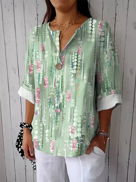 Shawl Collar Three Quarter Sleeve Floral Regular Loose Blouse For Women, As picture, Blouses
Shawl Collar Three Quarter Sleeve Floral Regular Loose Blouse For Women, As picture, Blouses
