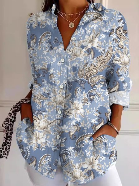 Women's Long Sleeve Shirt Spring/Fall Cashew Flowers Shirt Collar Daily Going Out Casual Top, Blue, Blouses
Women's Long Sleeve Shirt Spring/Fall Cashew Flowers Shirt Collar Daily Going Out Casual Top, Blue, Blouses
