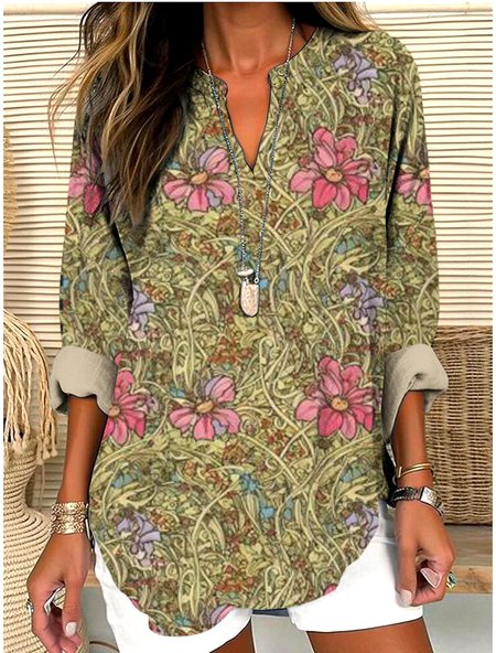 V Neck Long Sleeve Geometric Regular Micro-Elasticity Regular Fit Shirt For Women, Khaki, Shirts
V Neck Long Sleeve Geometric Regular Micro-Elasticity Regular Fit Shirt For Women, Khaki, Shirts