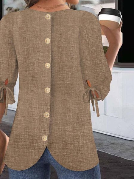 Crew Neck Balloon Sleeve Half Sleeve Plain Regular Micro-Elasticity Regular Fit Blouse For Women, Brown, Shirts
Crew Neck Balloon Sleeve Half Sleeve Plain Regular Micro-Elasticity Regular Fit Blouse For Women, Brown, Shirts