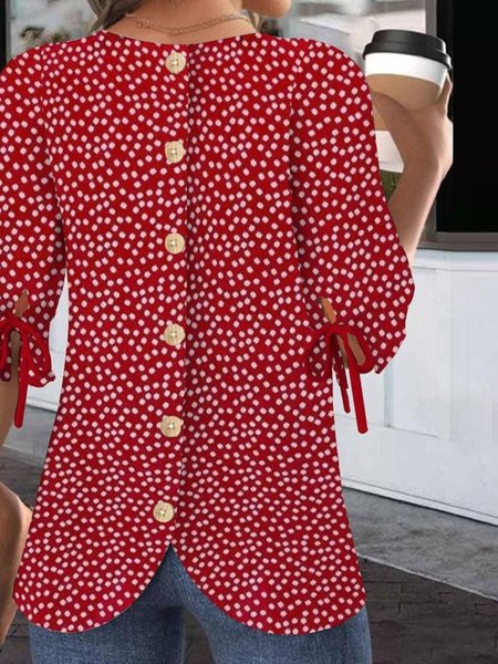 Crew Neck Balloon Sleeve Half Sleeve Floral Regular Micro-Elasticity Regular Fit Blouse For Women, Red, Shirts
Crew Neck Balloon Sleeve Half Sleeve Floral Regular Micro-Elasticity Regular Fit Blouse For Women, Red, Shirts