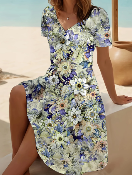 Women Floral Short Sleeve Summer Printing Dress V Neck Daily Casual Midi Fit & Flare Dress A-Line Dress, As picture, Casual Dresses
Women Floral Short Sleeve Summer Printing Dress V Neck Daily Casual Midi Fit & Flare Dress A-Line Dress, As picture, Casual Dresses