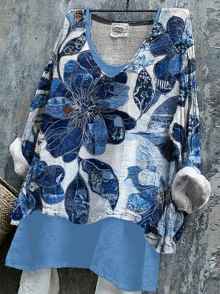 Women Floral Long Sleeve Blouse Spring/Fall Printing V Neck Daily Casual Top, Blue, Blouses
Women Floral Long Sleeve Blouse Spring/Fall Printing V Neck Daily Casual Top, Blue, Blouses