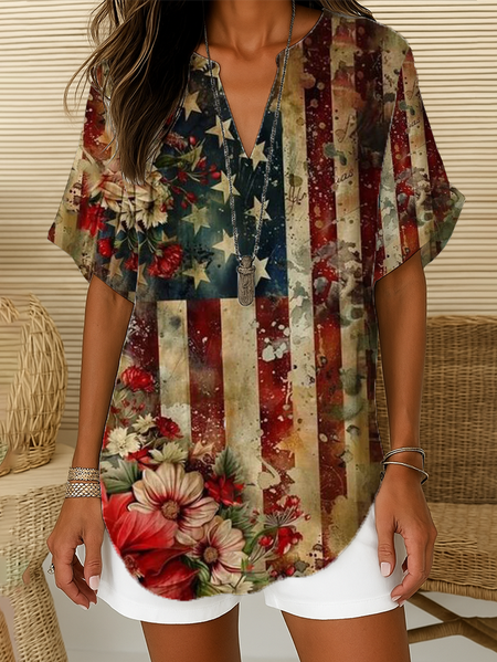 Women Floral Short Sleeve Shirt Summer Printing V Neck Daily Casual Top, As picture, Shirts
Women Floral Short Sleeve Shirt Summer Printing V Neck Daily Casual Top, As picture, Shirts