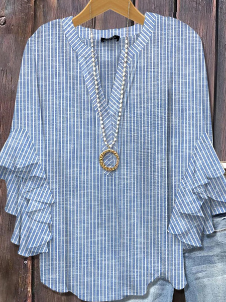 V Neck Half Sleeve Striped Regular Micro-Elasticity Regular Fit Blouse For Women, As picture, Blouses
V Neck Half Sleeve Striped Regular Micro-Elasticity Regular Fit Blouse For Women, As picture, Blouses