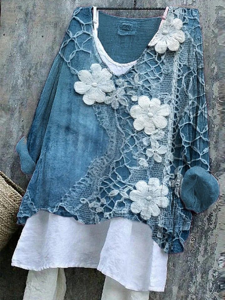 Women Floral Long Sleeve Blouse Spring/Fall Printing V Neck Daily Casual Top, Blue, Blouses
Women Floral Long Sleeve Blouse Spring/Fall Printing V Neck Daily Casual Top, Blue, Blouses