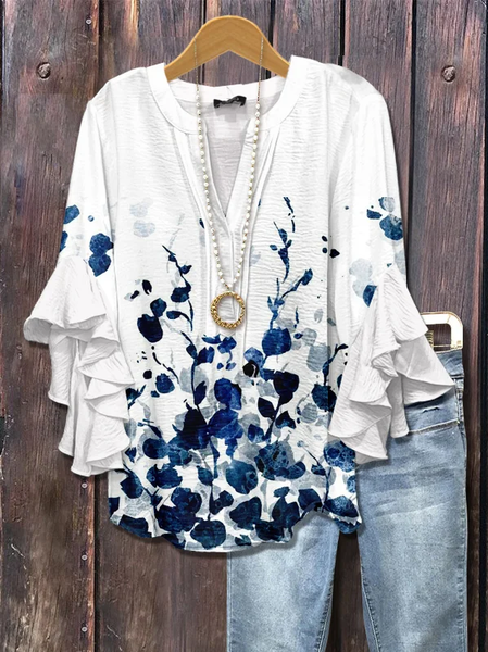 Women Floral Half Sleeve Shirt Summer Printing V Neck Daily Casual Top, White, Shirts
Women Floral Half Sleeve Shirt Summer Printing V Neck Daily Casual Top, White, Shirts