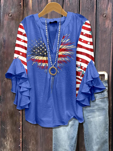 V Neck Half Sleeve America Flag Regular Micro-Elasticity Regular Fit Blouse For Women, As picture, Blouses
V Neck Half Sleeve America Flag Regular Micro-Elasticity Regular Fit Blouse For Women, As picture, Blouses