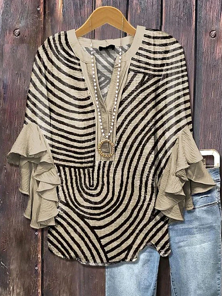 Women Abstract Stripes Half Sleeve Shirt Summer Printing V Neck Daily Casual Top, Khaki, Shirts
Women Abstract Stripes Half Sleeve Shirt Summer Printing V Neck Daily Casual Top, Khaki, Shirts