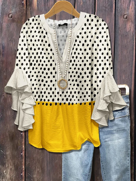 V Neck Half Sleeve Polka Dots Regular Micro-Elasticity Regular Fit Blouse For Women, As picture, Blouses
V Neck Half Sleeve Polka Dots Regular Micro-Elasticity Regular Fit Blouse For Women, As picture, Blouses