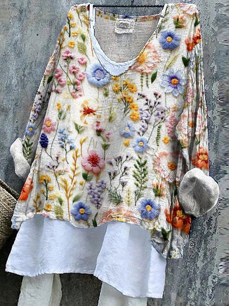 V Neck Long Sleeve Floral Regular Micro-Elasticity Regular Fit Shirt For Women, White, Shirts
V Neck Long Sleeve Floral Regular Micro-Elasticity Regular Fit Shirt For Women, White, Shirts
